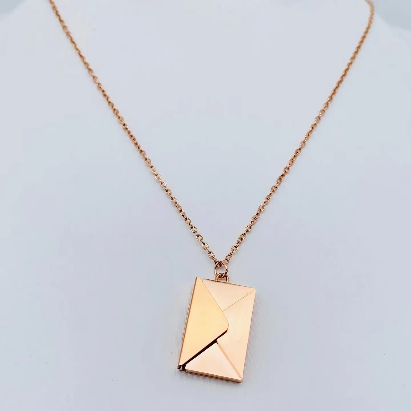 "I Love You" Stainless Steel Openable Envelope Necklace