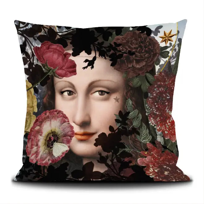 Voglio Bene Mona Lisa Throw Pillow