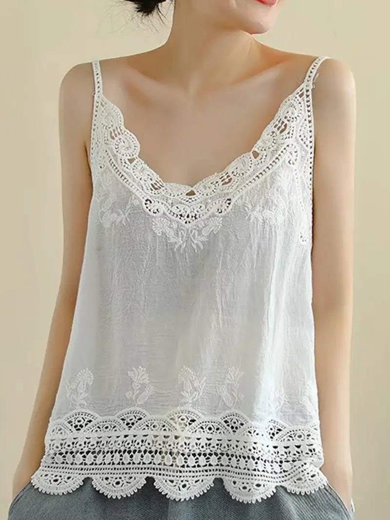 Elegant Lace Trim Tank Top