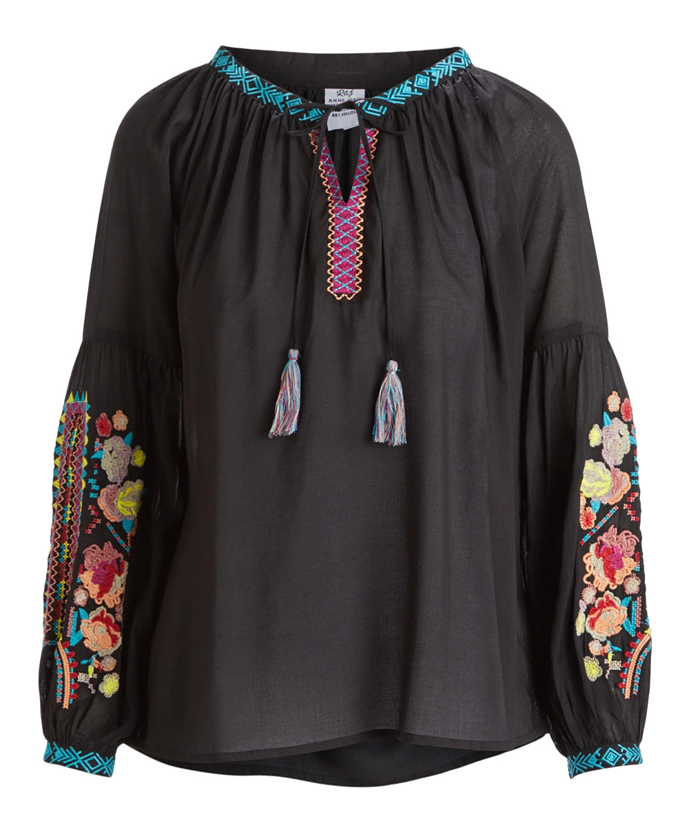 Adriana Floral Needlepoint Embroidered Top