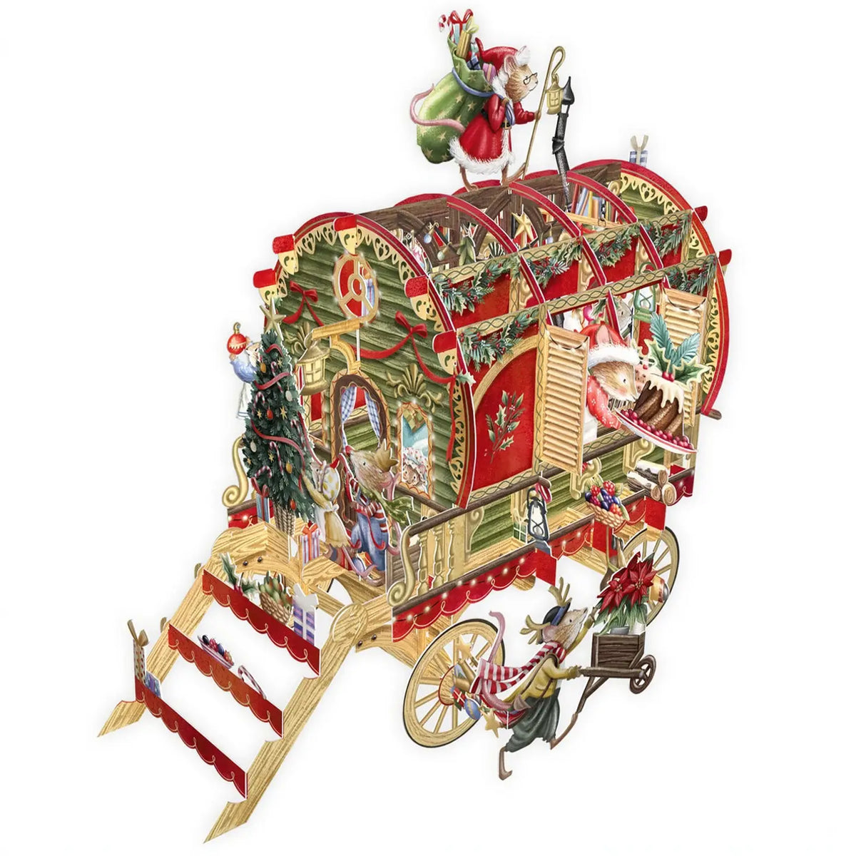 3D Xmas Caravan Christmas Popup Paper D'art