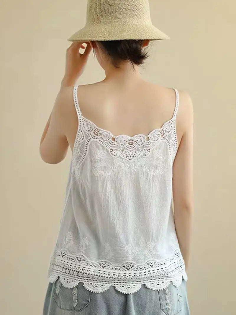 Elegant Lace Trim Tank Top