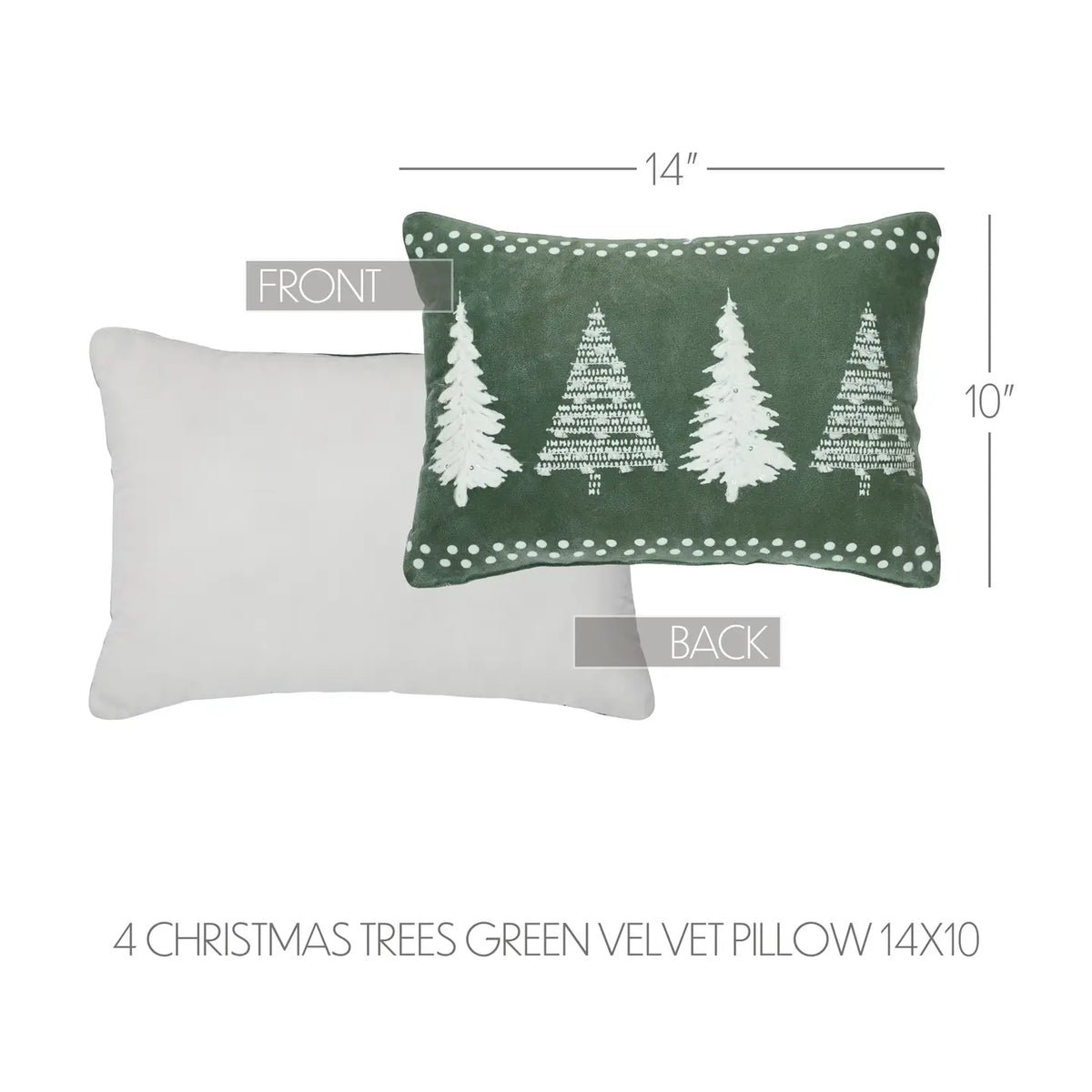 4 Christmas Trees Green Velvet Throw Pillow 2