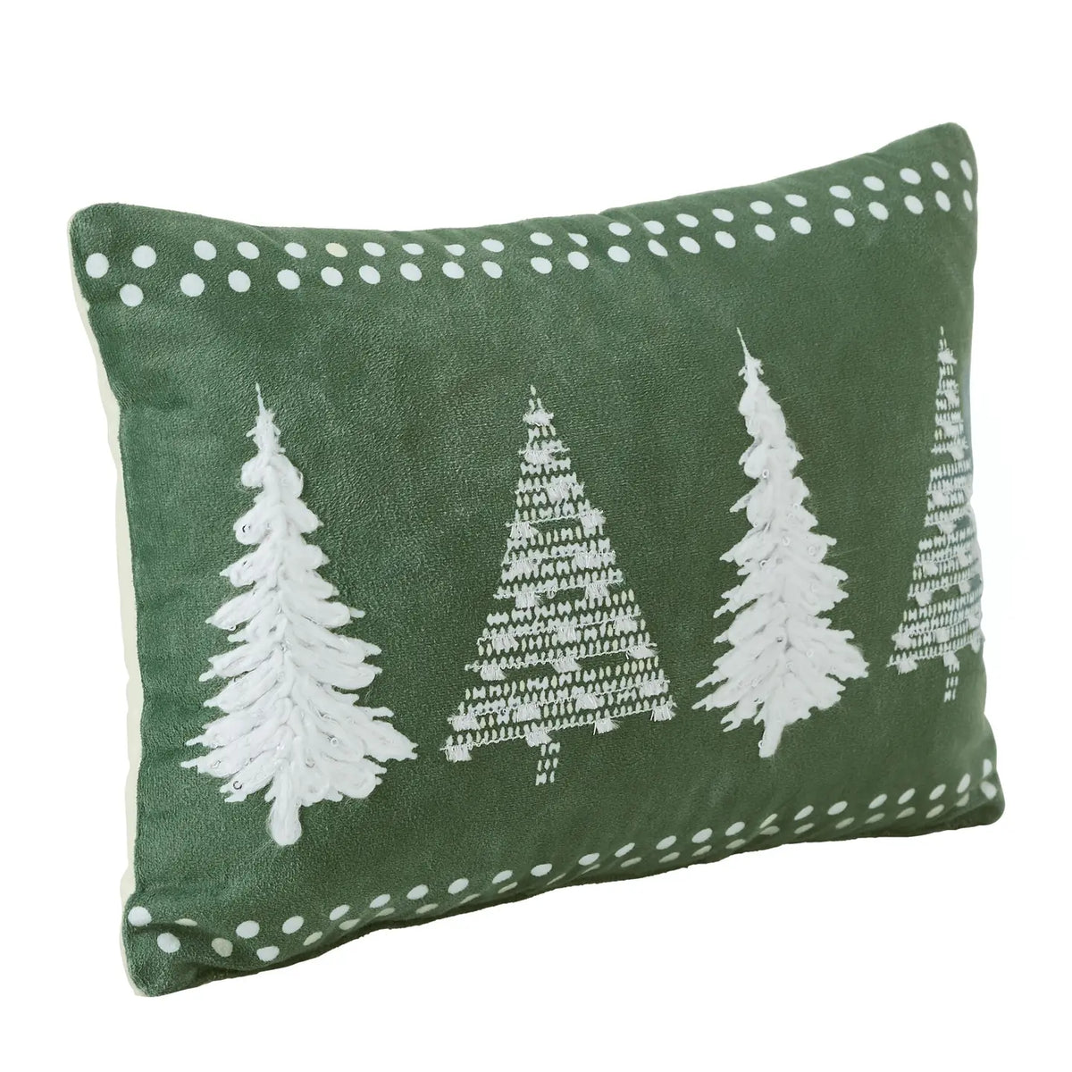 4 Christmas Trees Green Velvet Throw Pillow 3