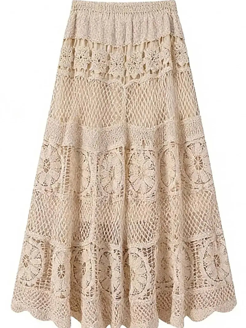 Elegant Lace A-Line Midi Skirt