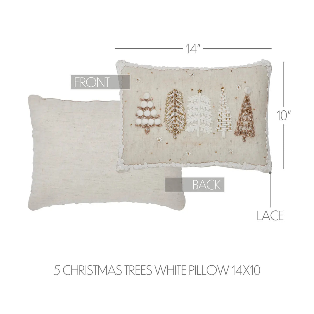 5 Christmas Trees White Throw Pillow 2