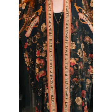 Market of Stars Heart of Gold Opera Duster Kimono Robe w/ Sacred Heart