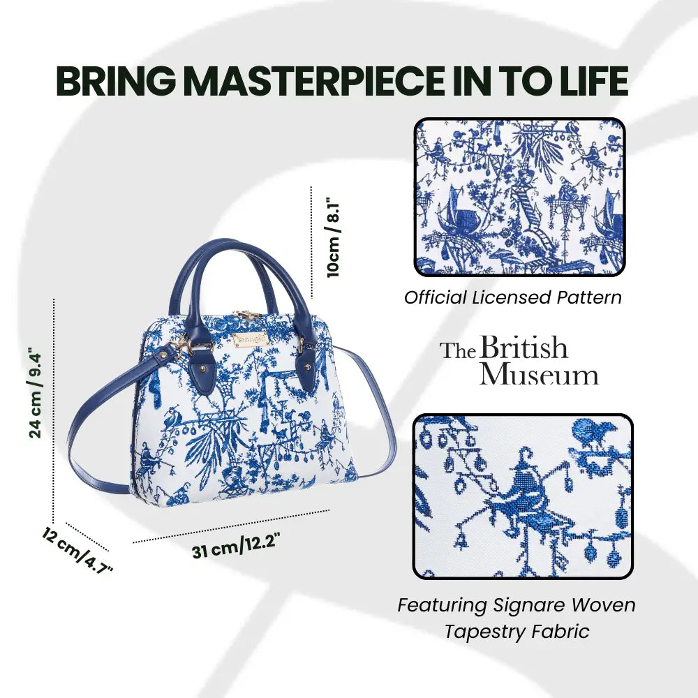 Chinoiserie Convertible Top Handle Purse Handbag