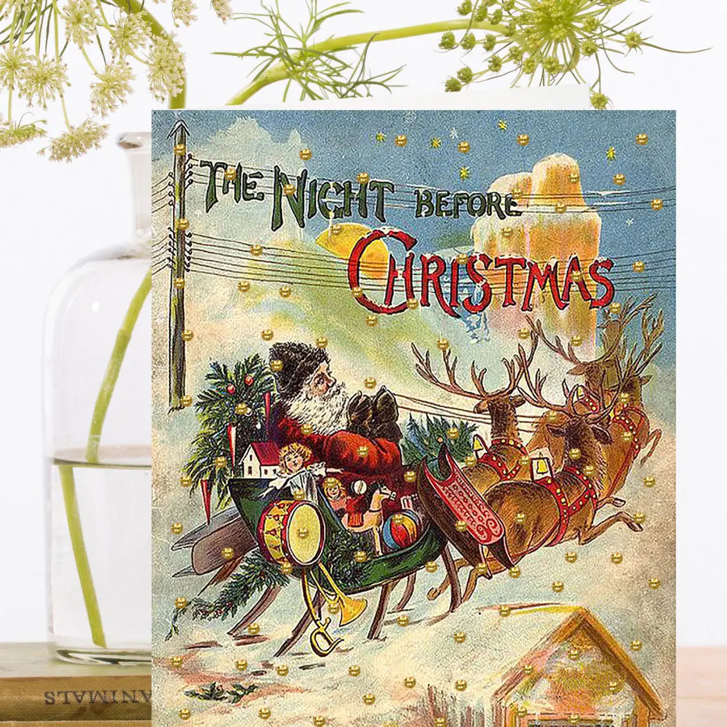 Vintage Look Hand Glittered Christmas Card