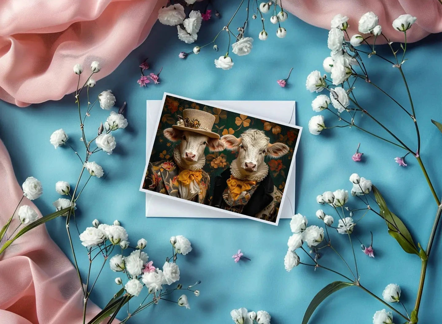 Aristocrat Gentlemen Cows in Bow Tie Greeting Card 92AS