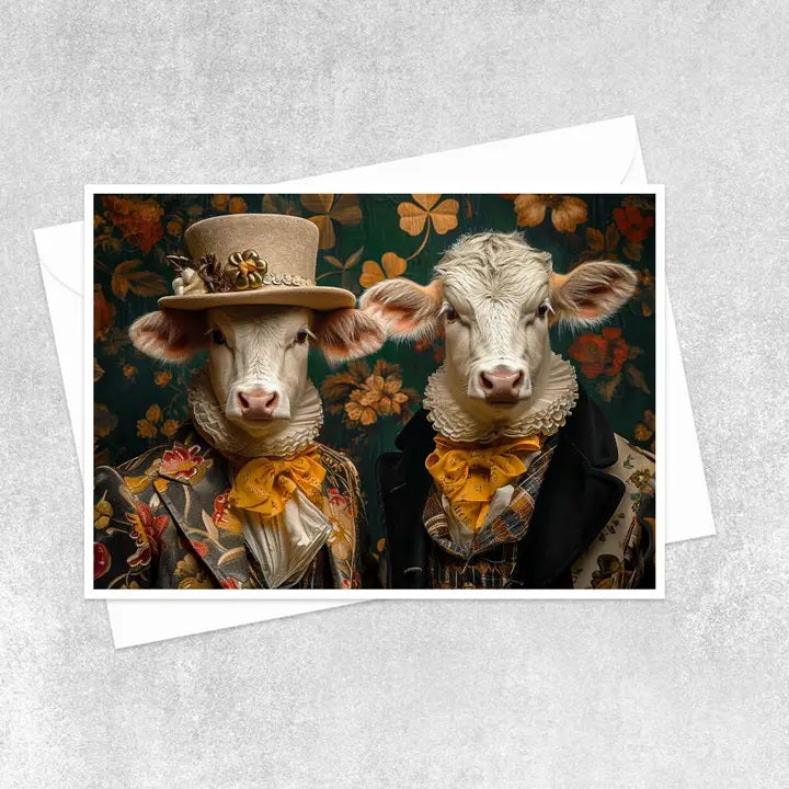 Aristocrat Gentlemen Cows in Bow Tie Greeting Card 92AS