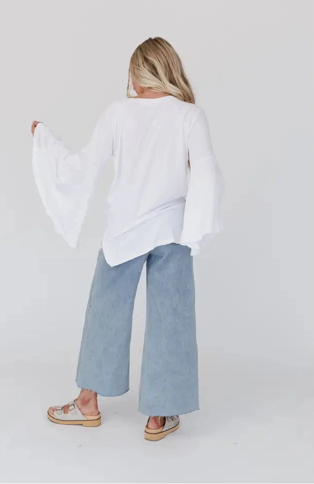 Bell Sleeve Baseball Tee - White Back