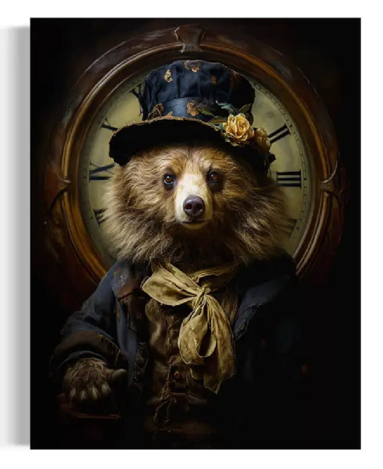Charming Gentleman Bear in Top Hat Wall Art 25AS