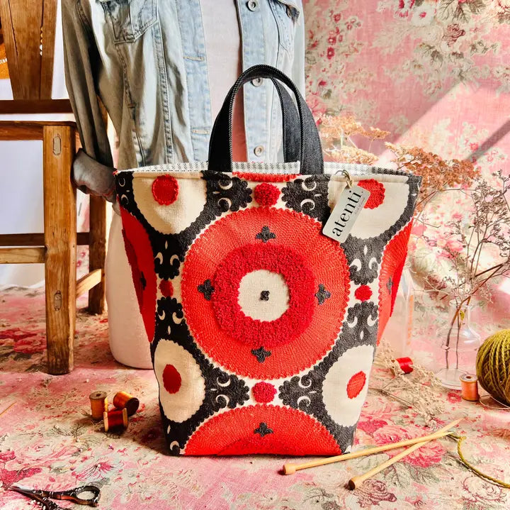 Eclipse Hope Basket– Atenti USA Handmade Embroidered Knitting & Crochet Tote