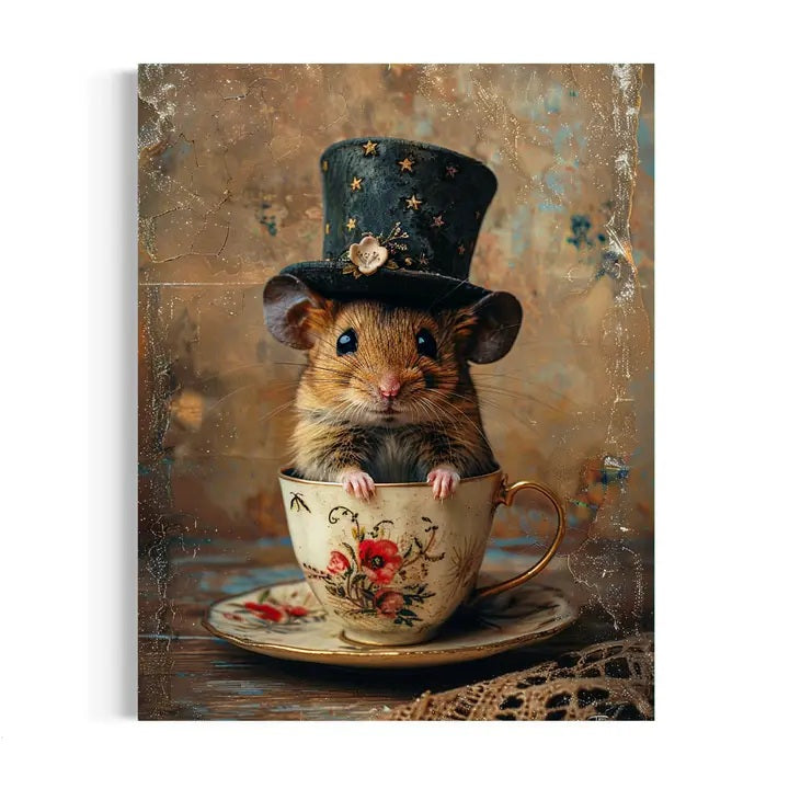 Victorian Teatime Mouse in A Tea Cup Wall Decor 139AS