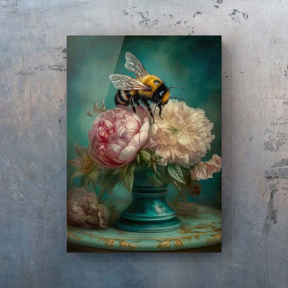 Bee and Pink Peonies Still Life Wall Art RA38