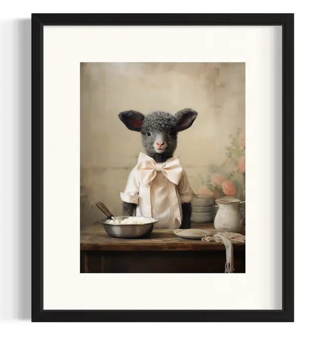 Chef Lamb Baking A Cake Wall Decor Frame