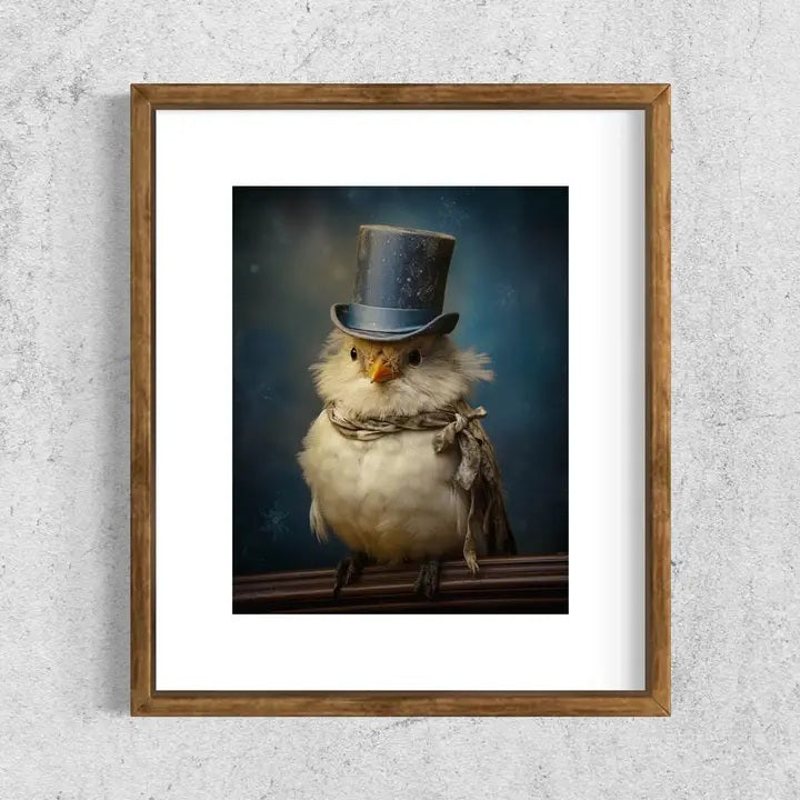 Gentleman Bird Vintage Portrait Wall Art 39AS Framed