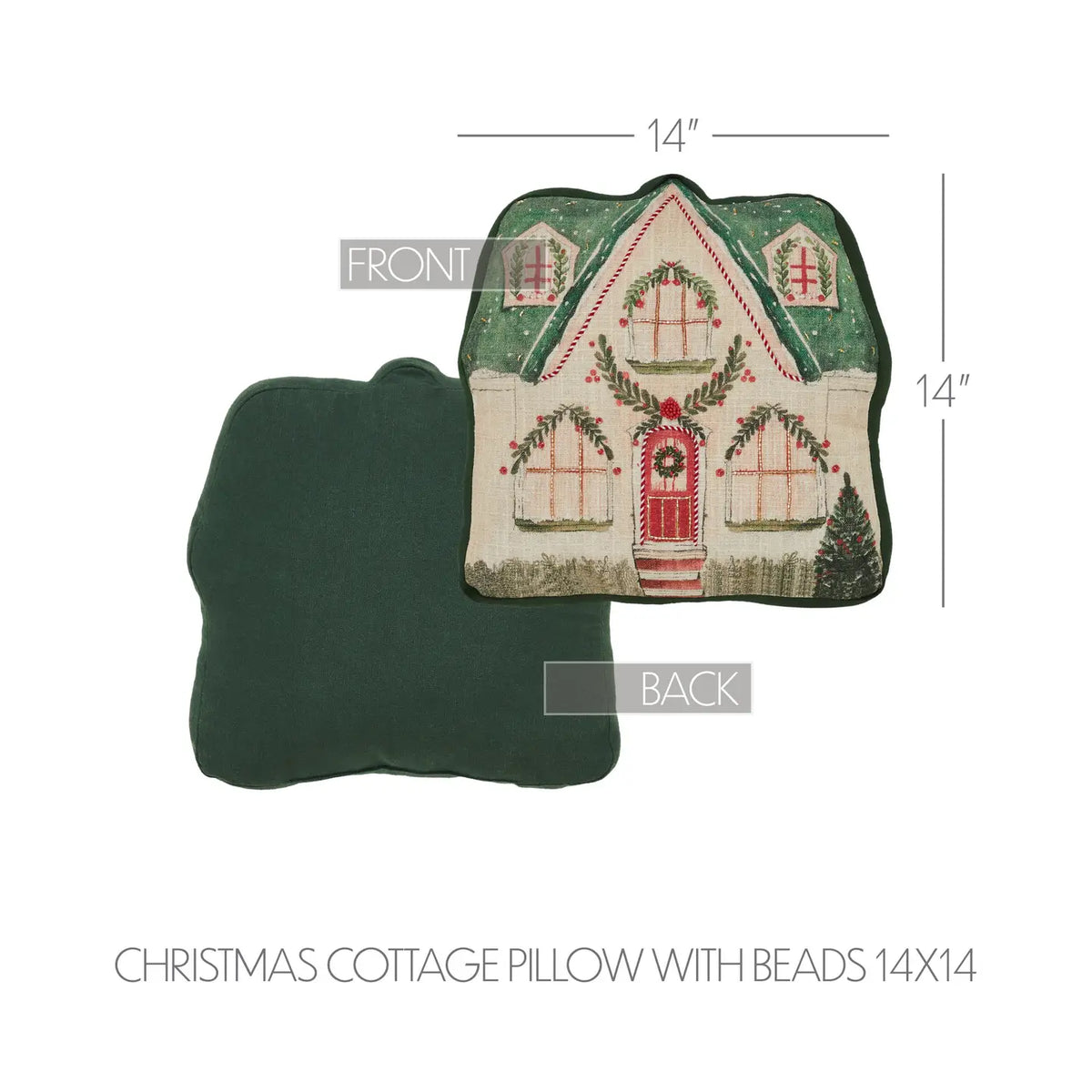 Christmas Cottage Pillow with Beads 4