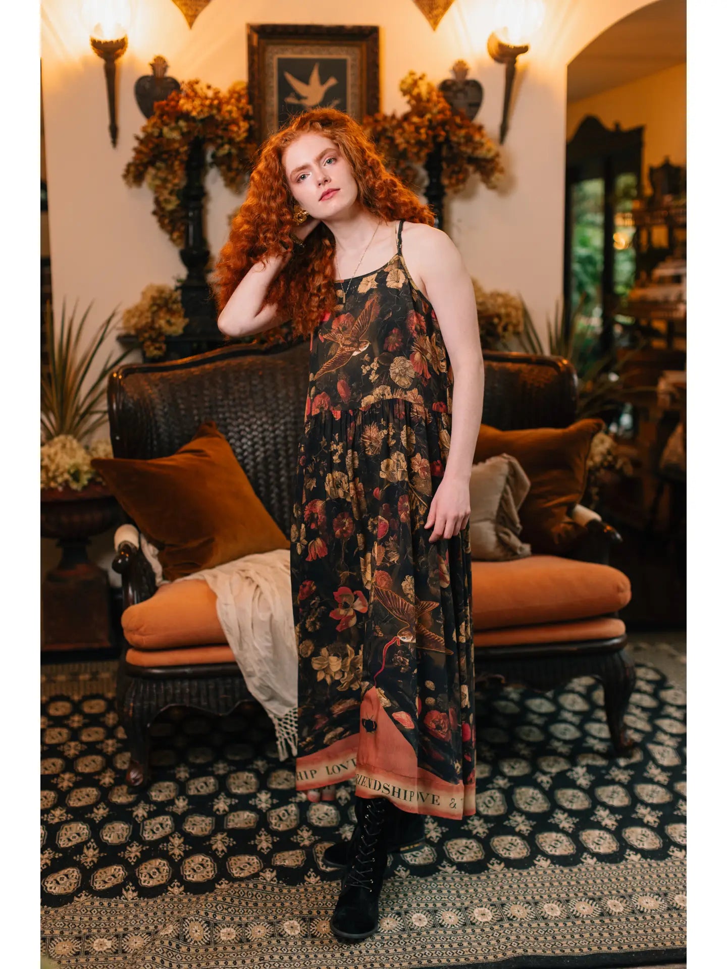 Heart of Gold Bohéme Long Maxi Slip Dress w/ Sacred Heart by Market of Stars