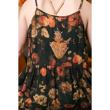 Heart of Gold Bohéme Long Maxi Slip Dress w/ Sacred Heart by Market of Stars