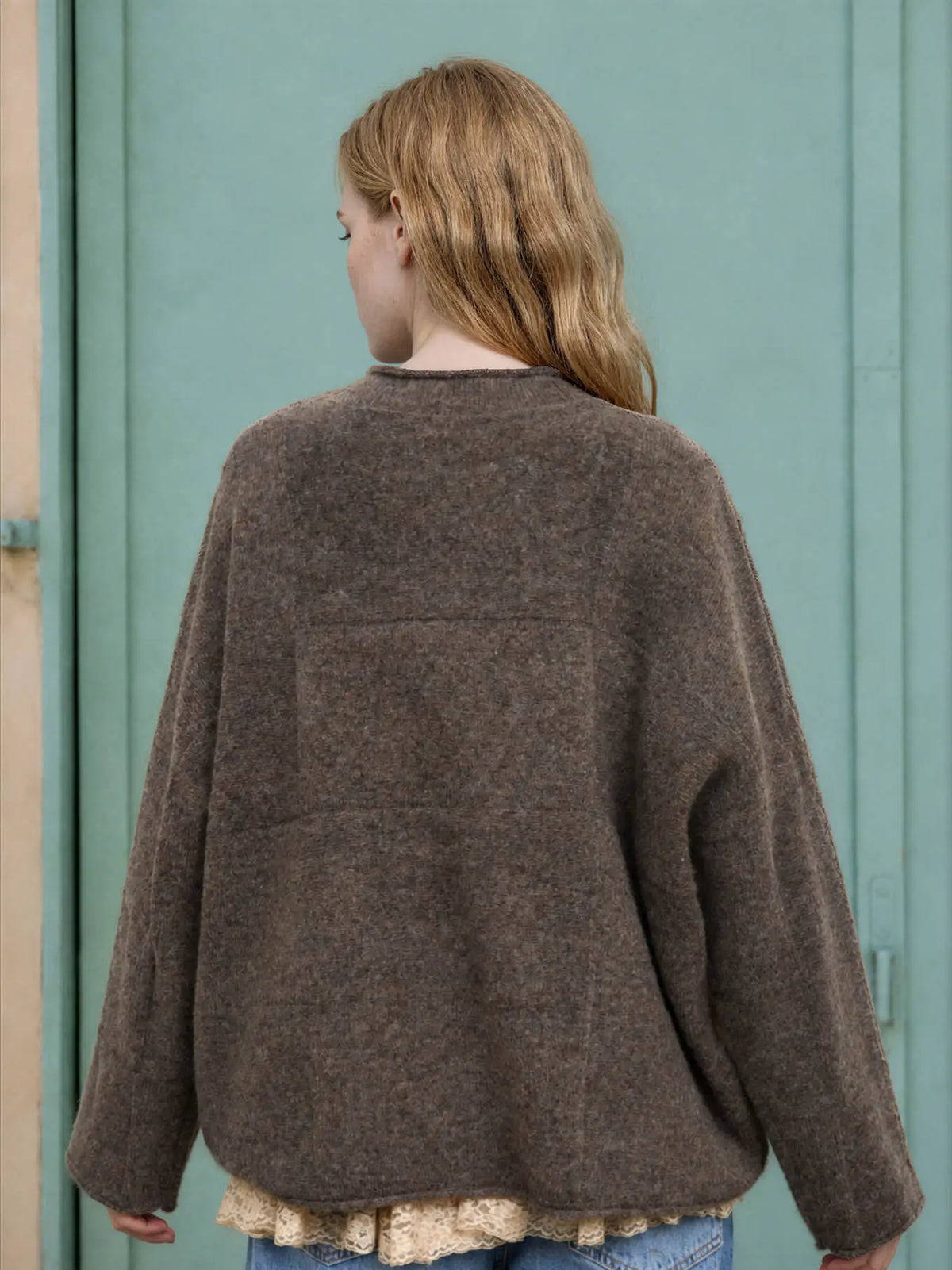 Heathered Checkered Texture Long Sleeve Sweater 2