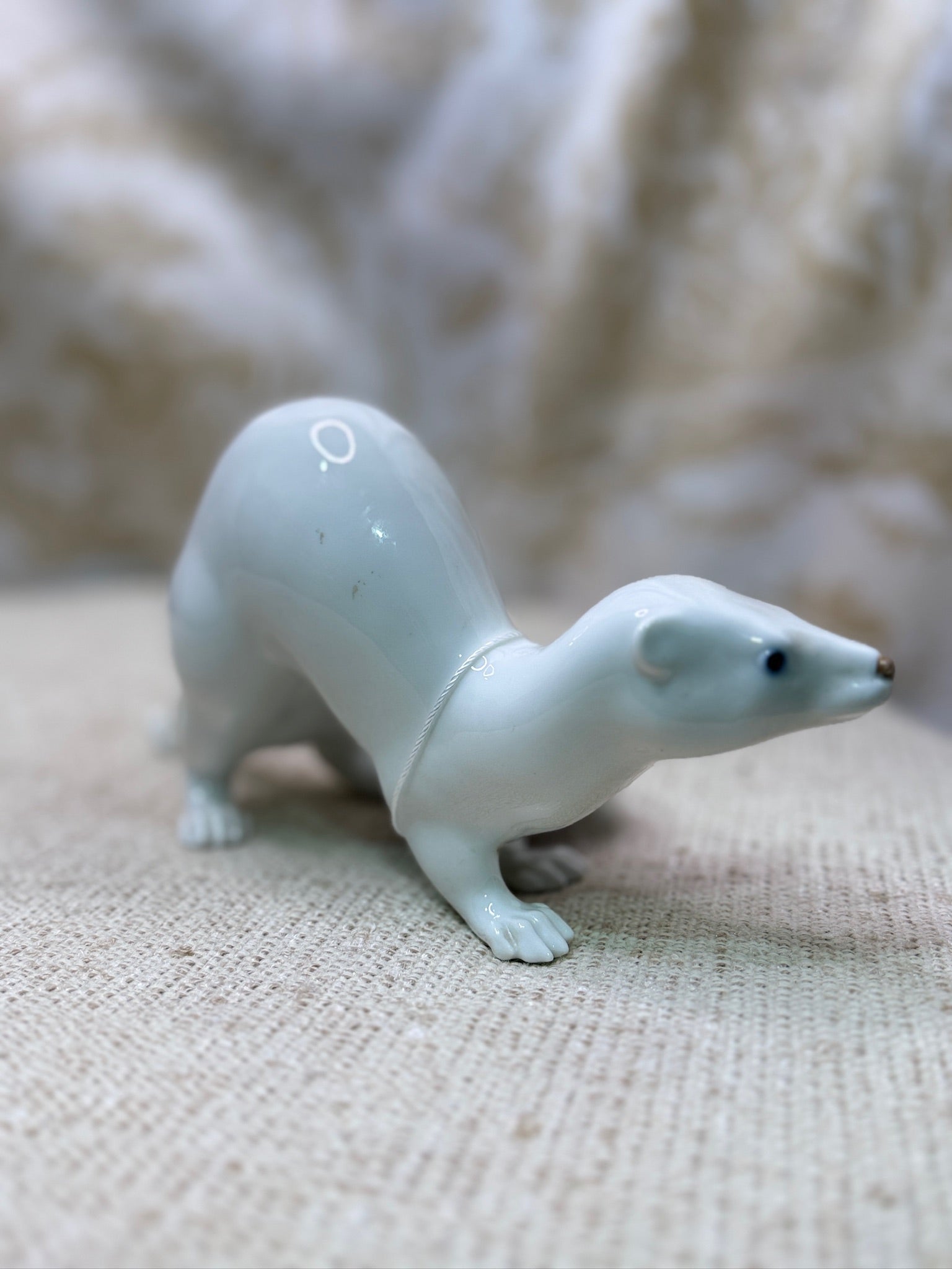 Royal Copenhagen White Hermelin Stoat / Weasel - Jeanne Grut