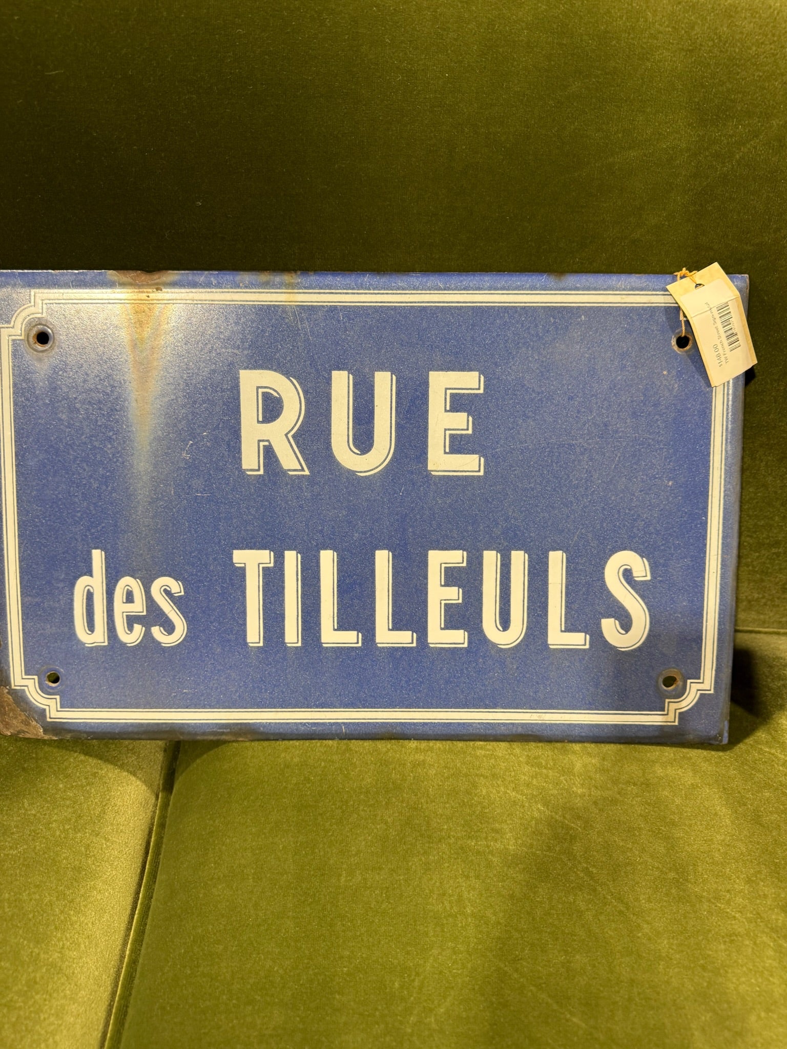 Vintage Metal Antique French Avenue Sign - Rue des Tilleuls