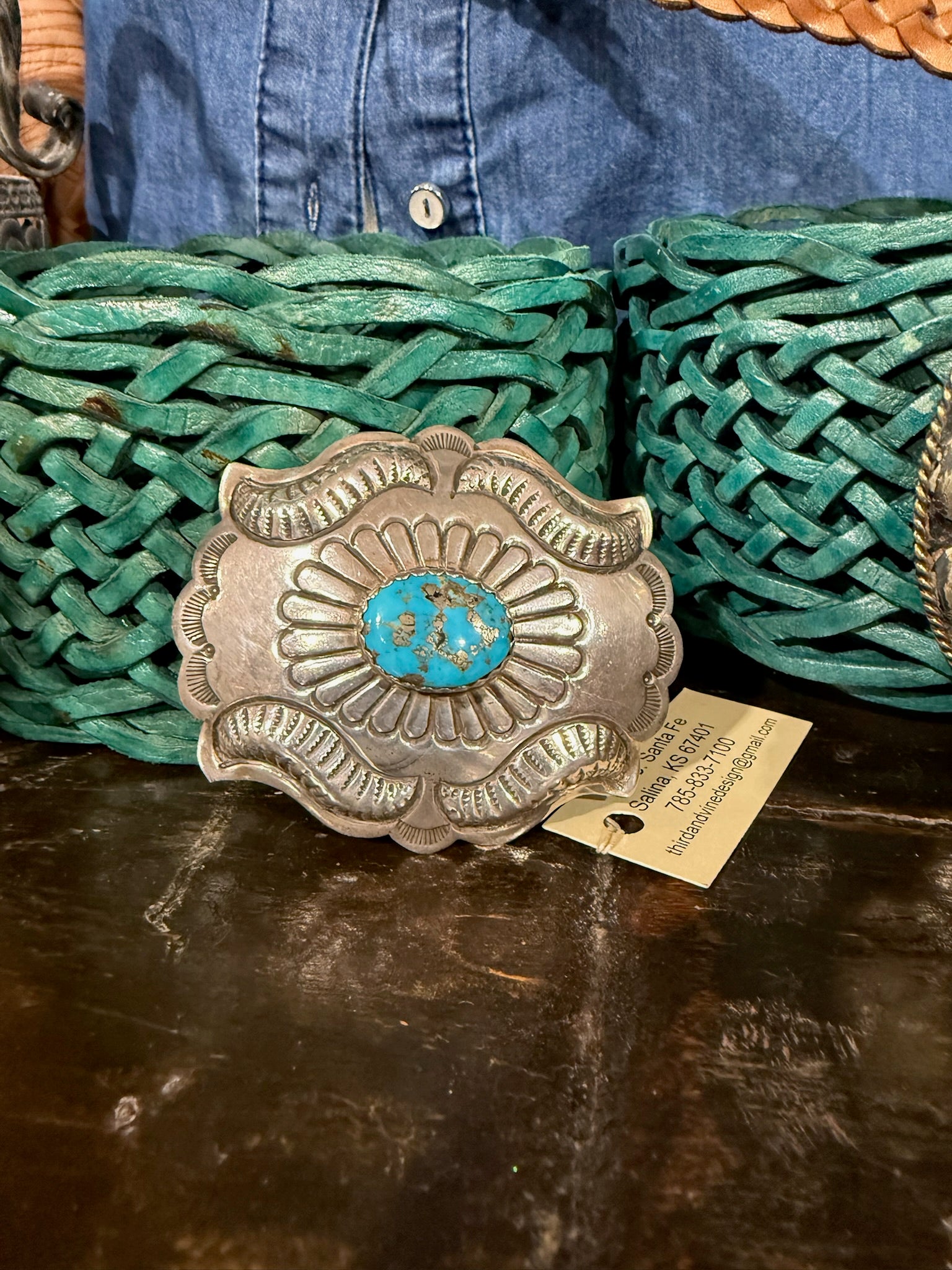 Sterling Silver and Turquoise Belt Buckle