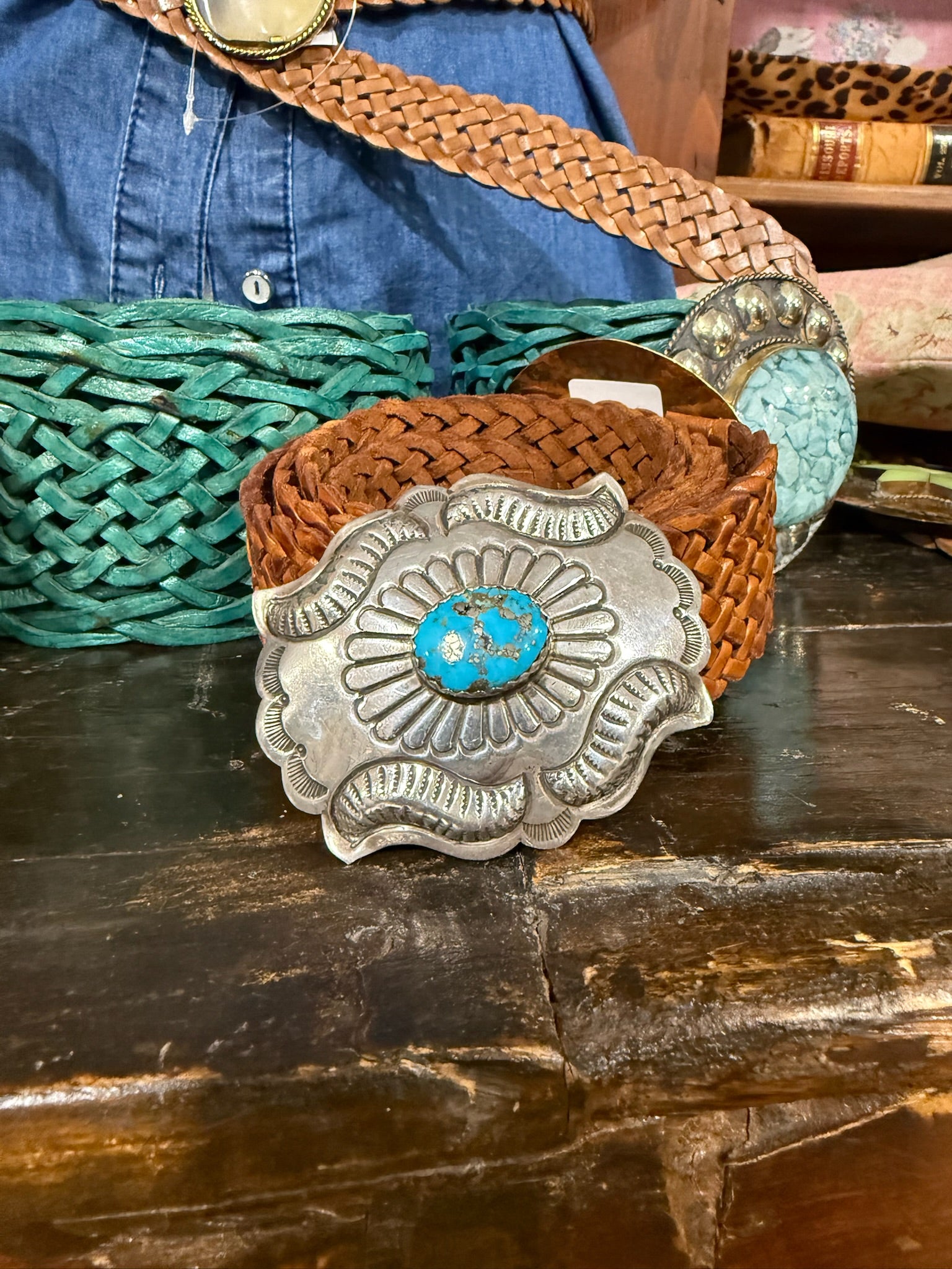 Sterling Silver and Turquoise Belt Buckle