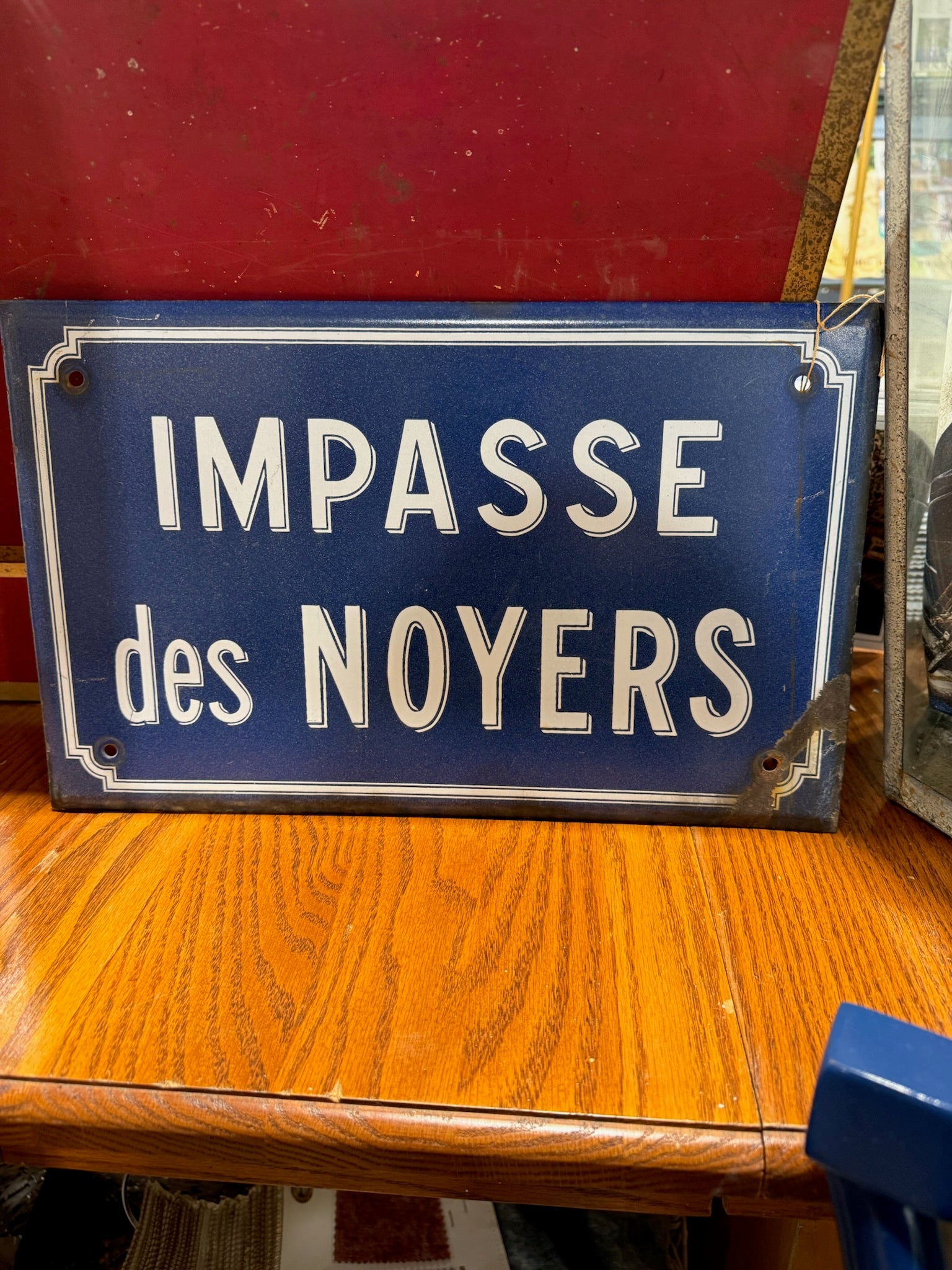 Vintage Antique Metal French Street Sign - Impasse des Noyers