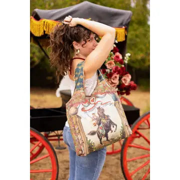 Love Revolution Boho Linen Tote Bag w/ Sun, Horse & Florals by Market of Stars