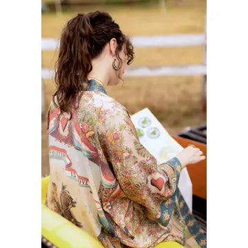 Love Revolution Opera Duster Kimono Robe w/ Horse & Florals by Market of Stars