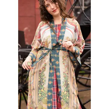 Love Revolution Opera Duster Kimono Robe w/ Horse & Florals by Market of Stars