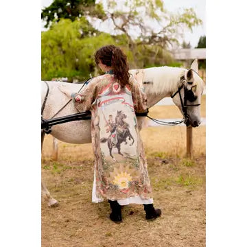 Love Revolution Opera Duster Kimono Robe w/ Horse & Florals by Market of Stars