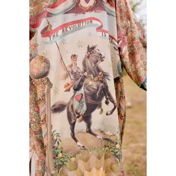 Love Revolution Opera Duster Kimono Robe w/ Horse & Florals by Market of Stars
