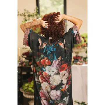 Market of Stars Flight of Fancy Opera Duster Kimono Robe Hummingbird Print