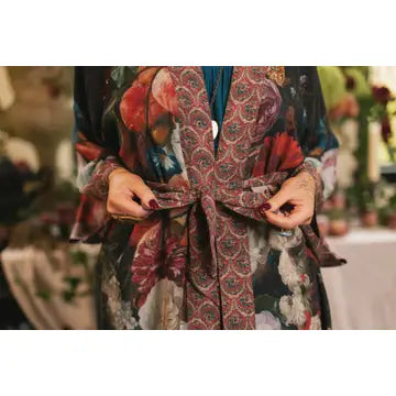 Market of Stars Flight of Fancy Opera Duster Kimono Robe Hummingbird Print