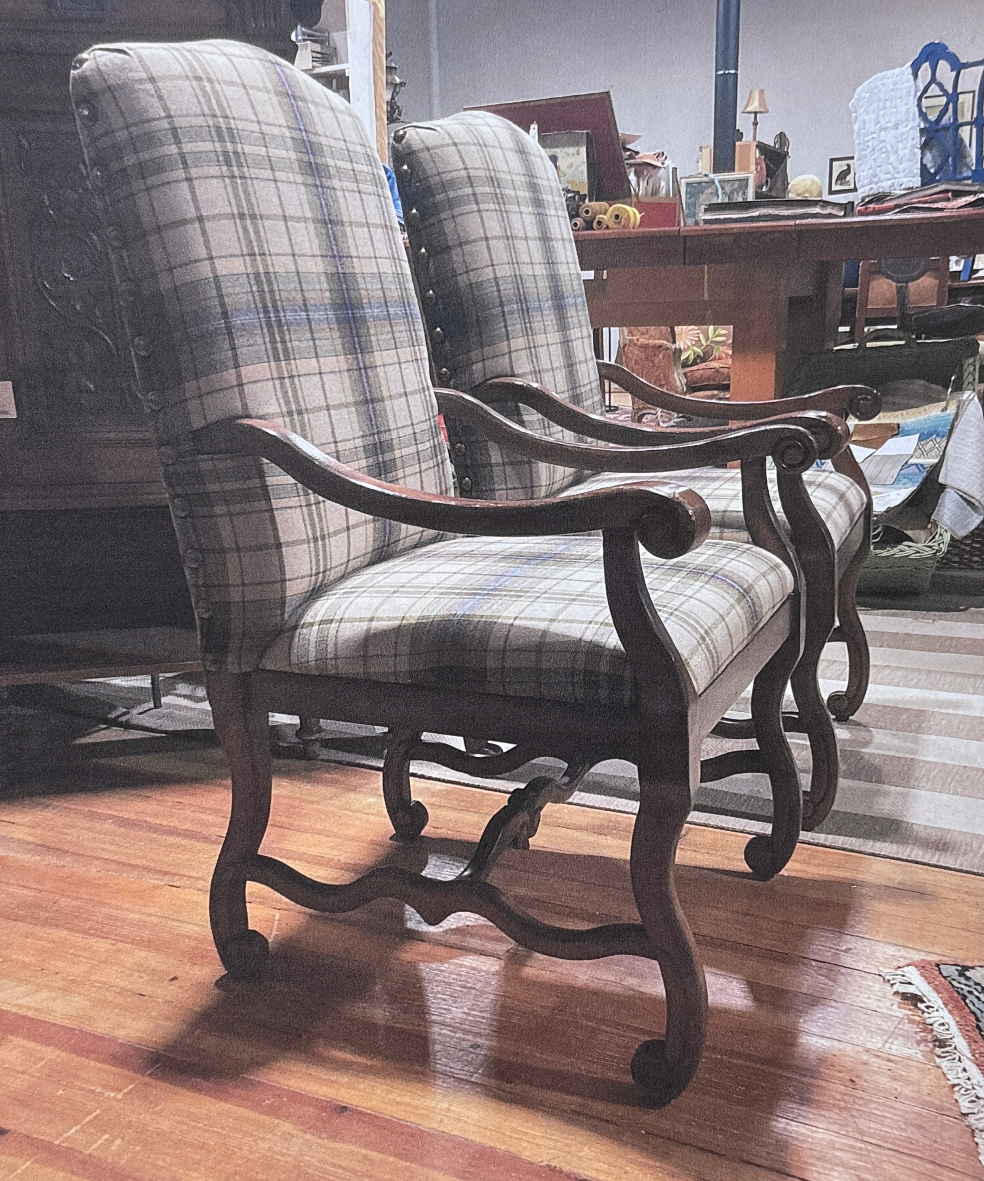 Pair of Vintage Upholstered Arm Chairs