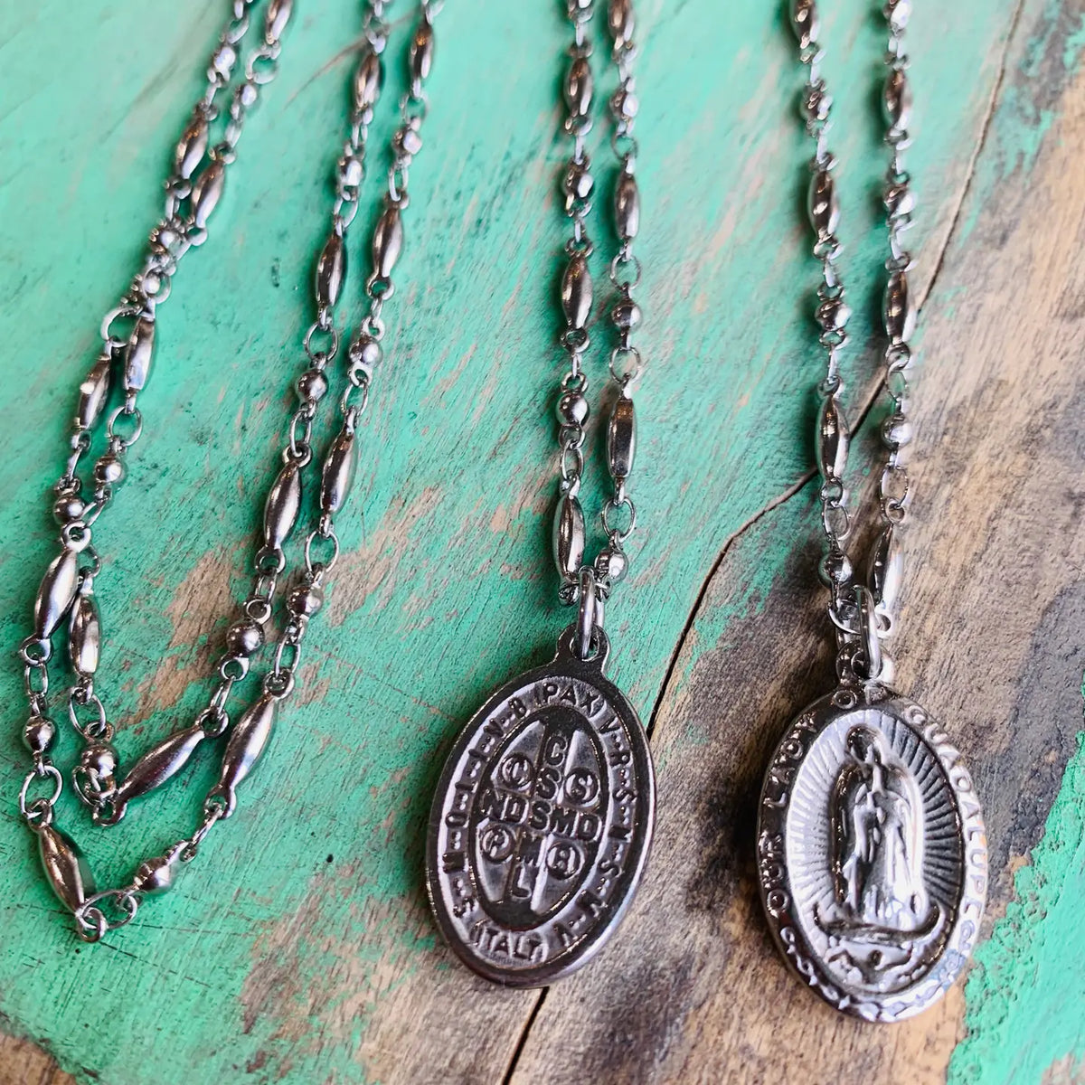 Protection 32" Silver Oval Necklace