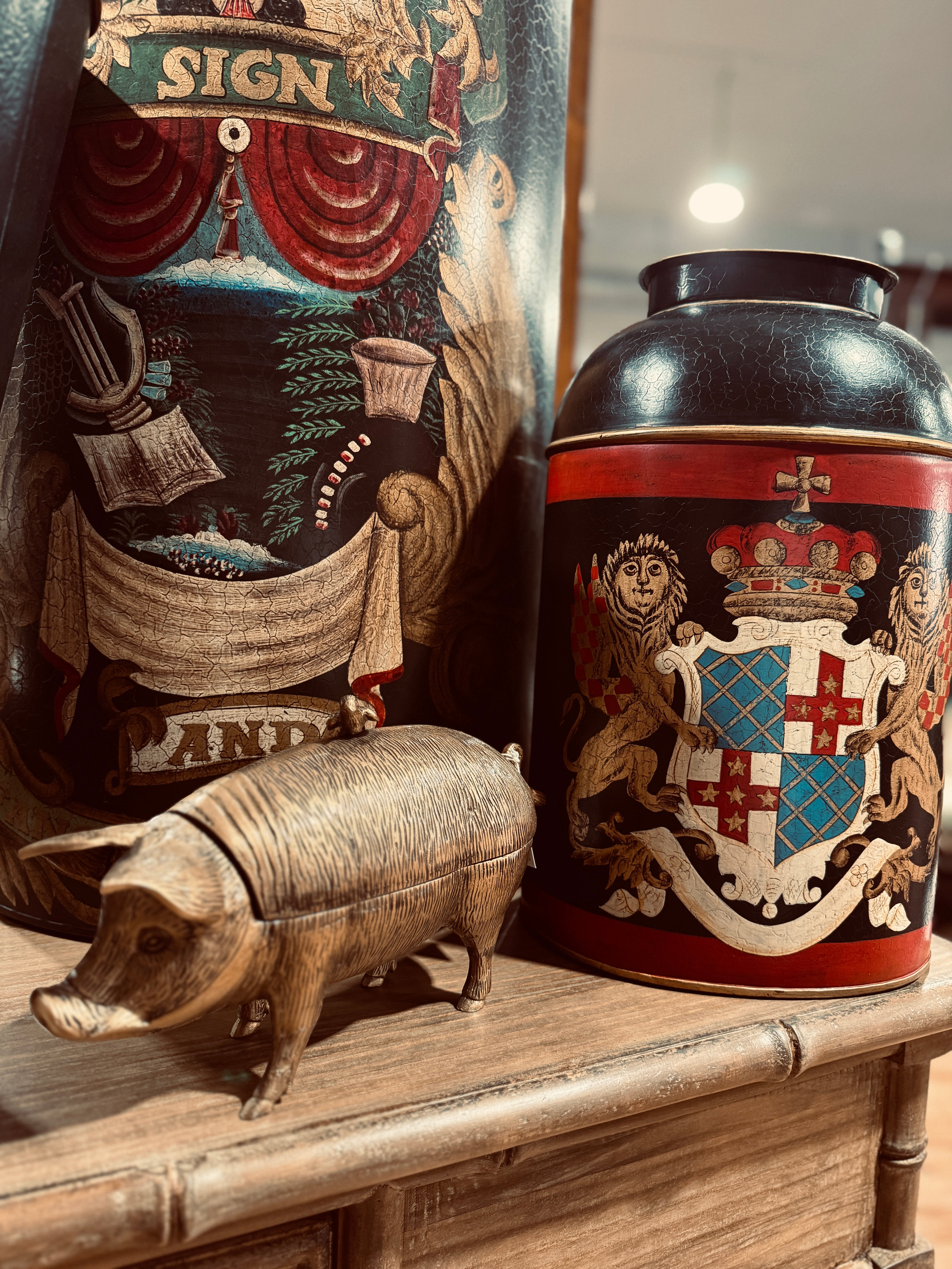 Vintage-Inspired Hand Painted Tea Canister