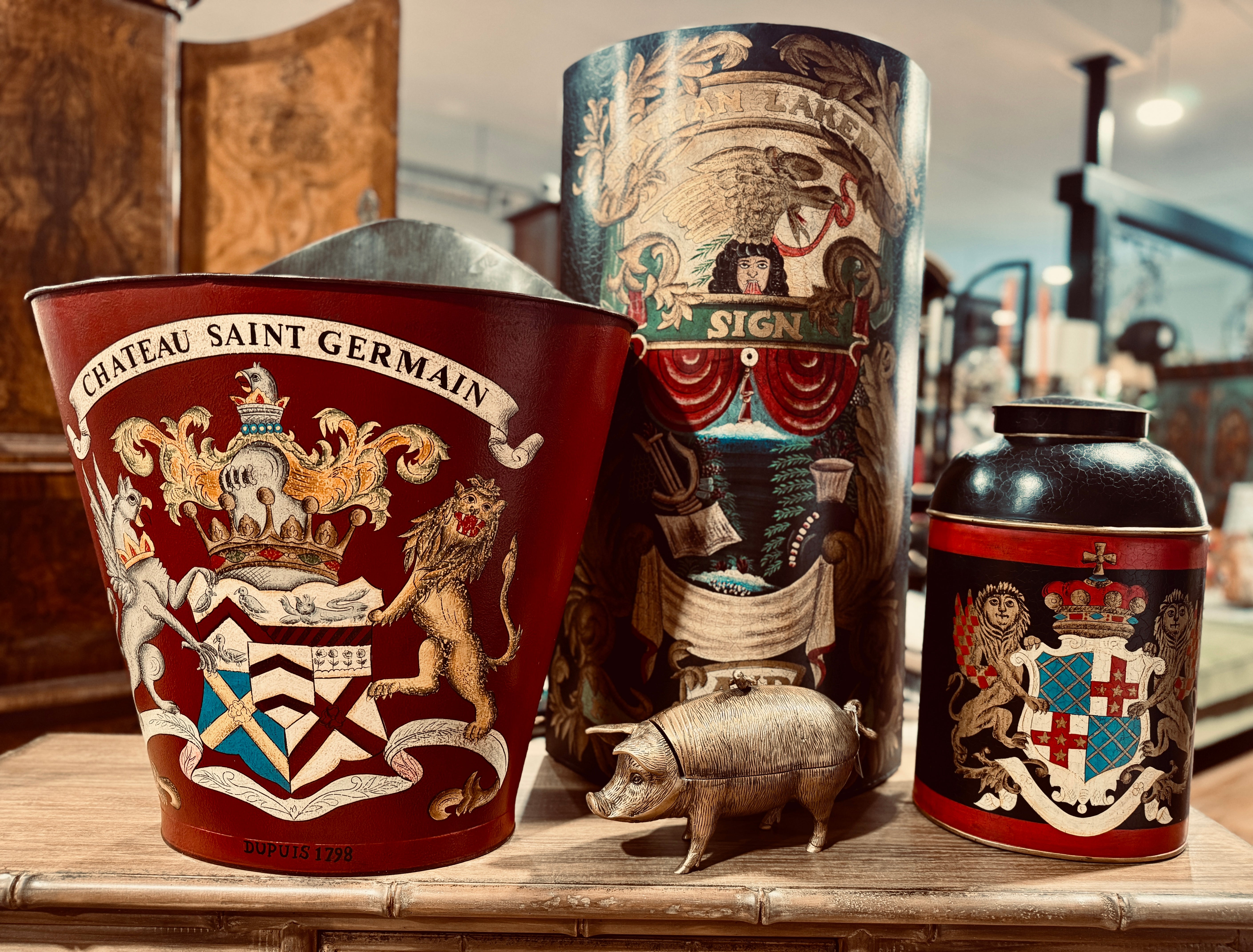 Vintage-Inspired Hand Painted Tea Canister