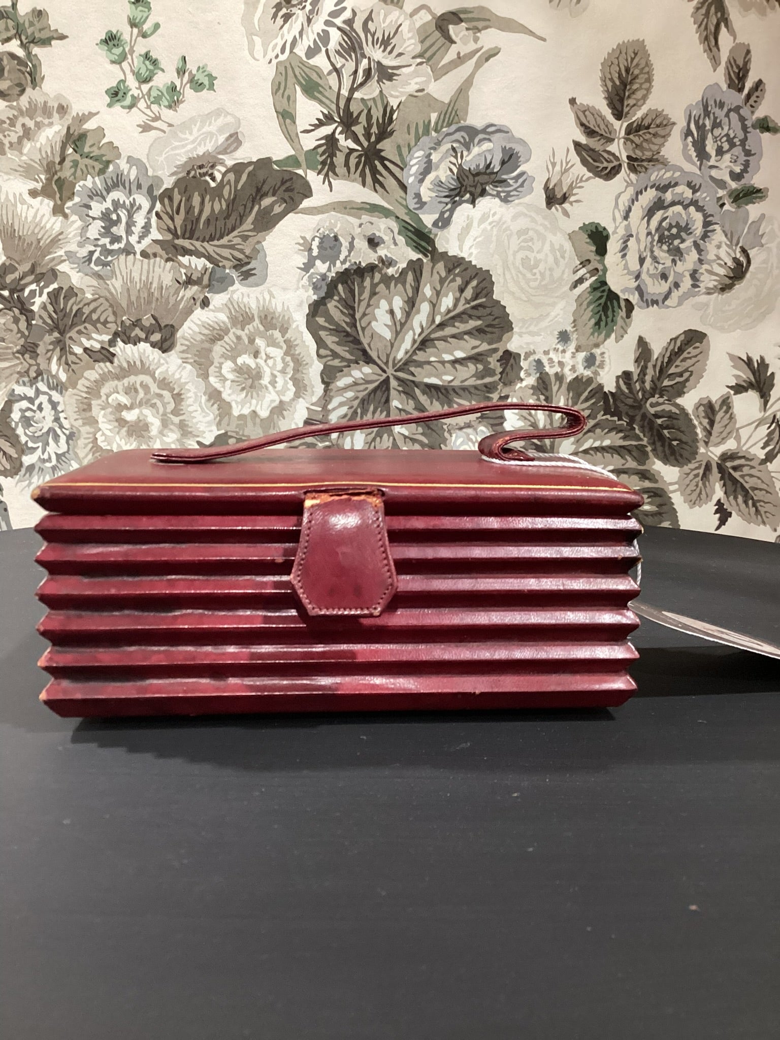 Vintage Italian Leather and Wood Jewelry Box