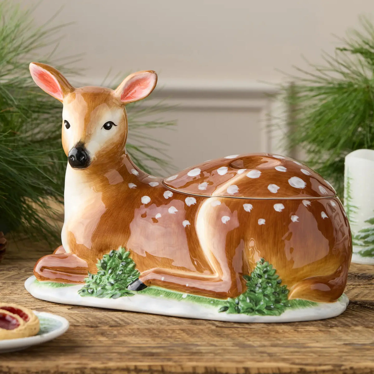 Winter Cabin Cookie Jar - Deer