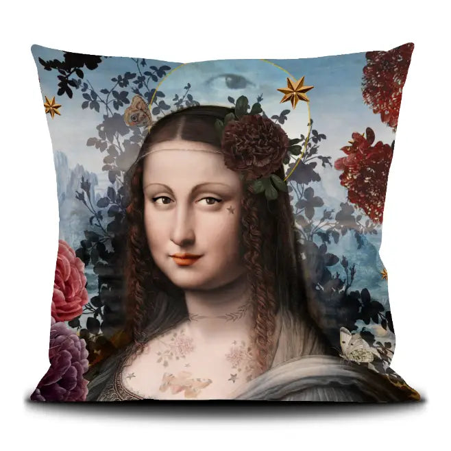 Voglio Bene Mona Lisa Throw Pillow