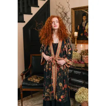 Market of Stars Heart of Gold Opera Duster Kimono Robe w/ Sacred Heart