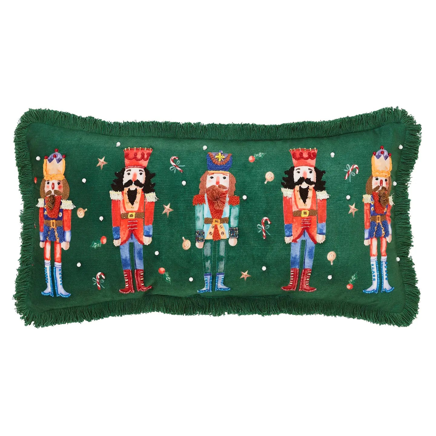 Nutcracker Green Fringed Pillow