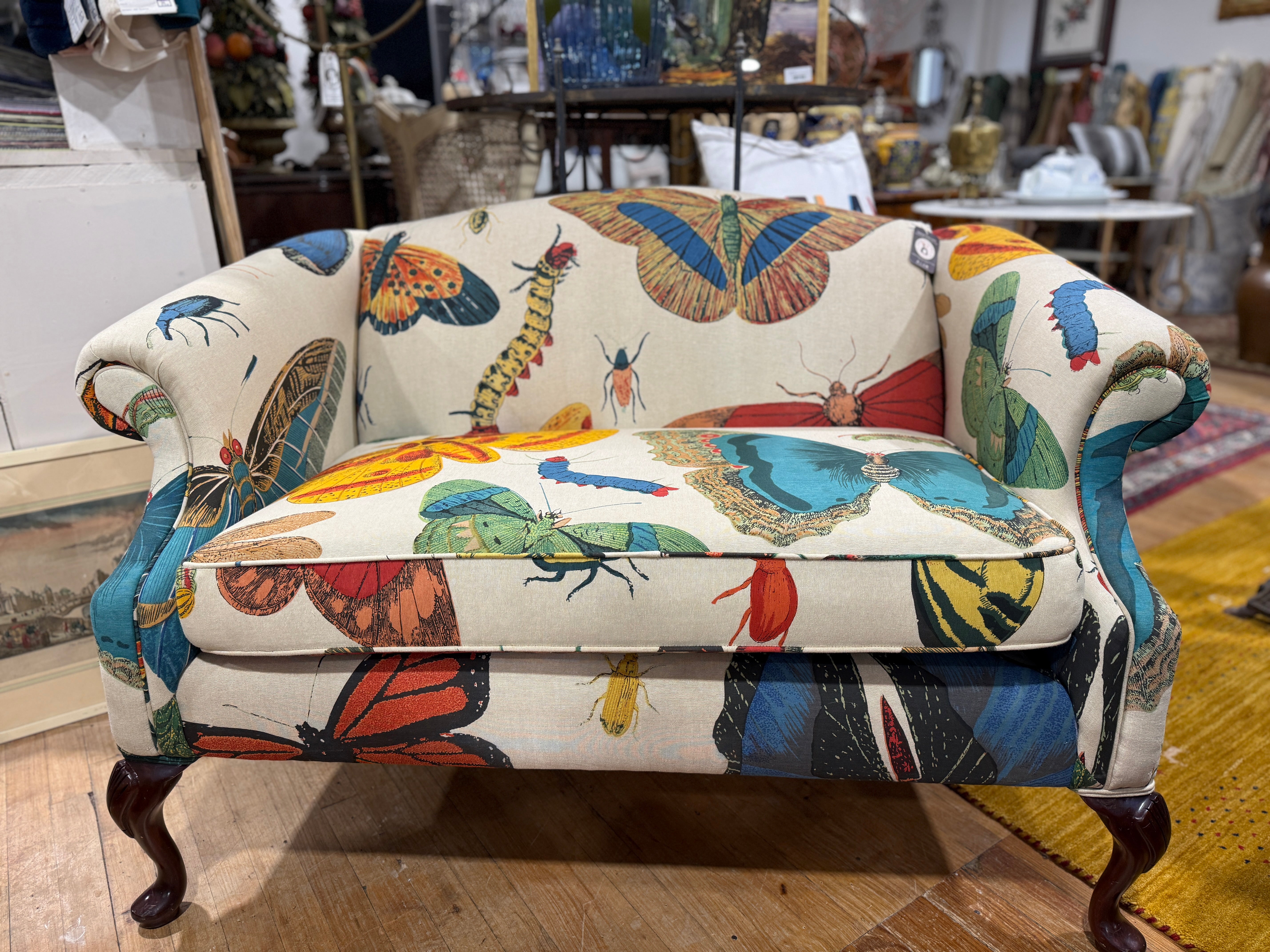 Custom Upholstered Settee - Design Legacy fabric by Kelly O'Neill