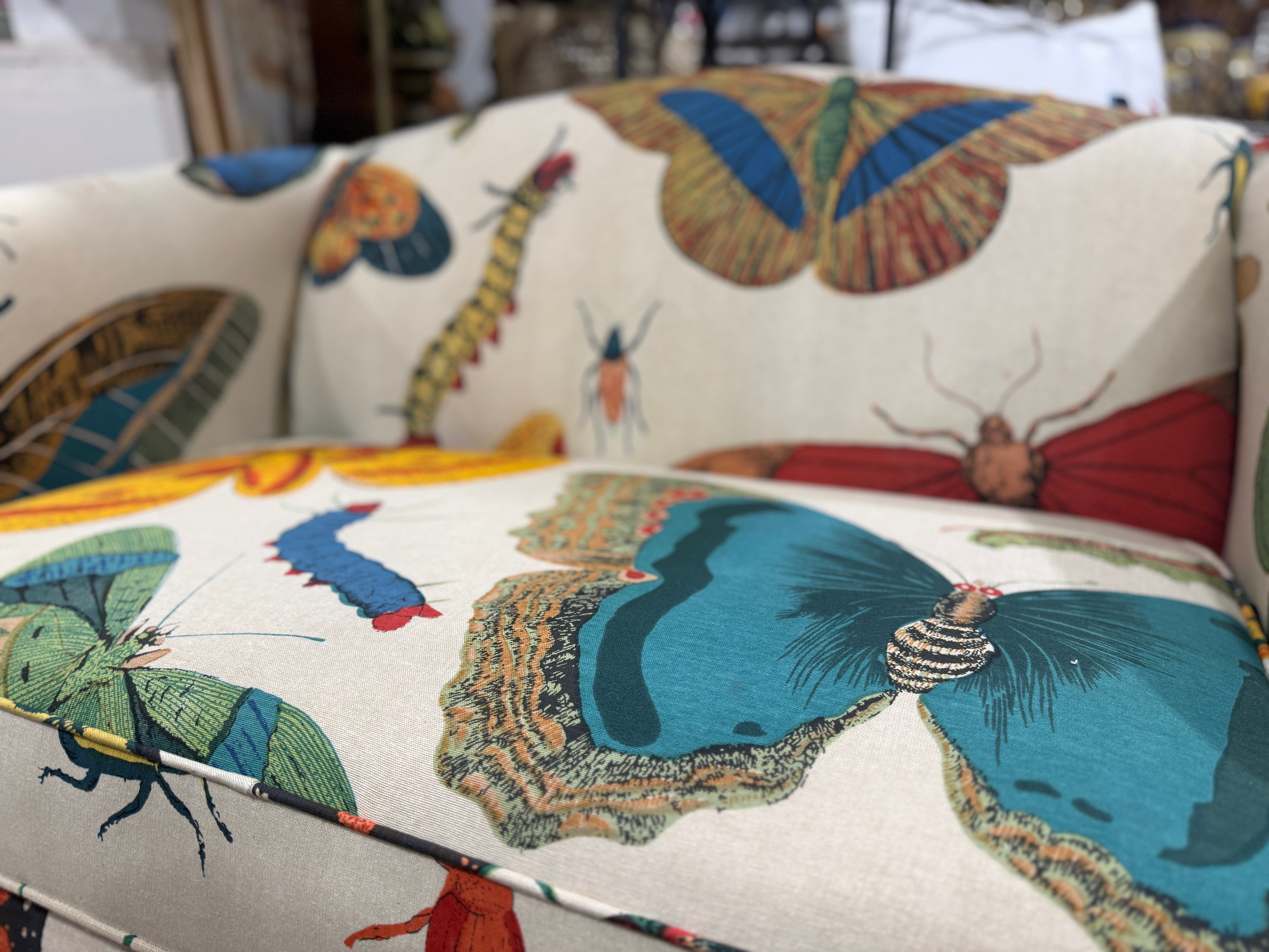 Custom Upholstered Settee - Design Legacy fabric by Kelly O'Neill