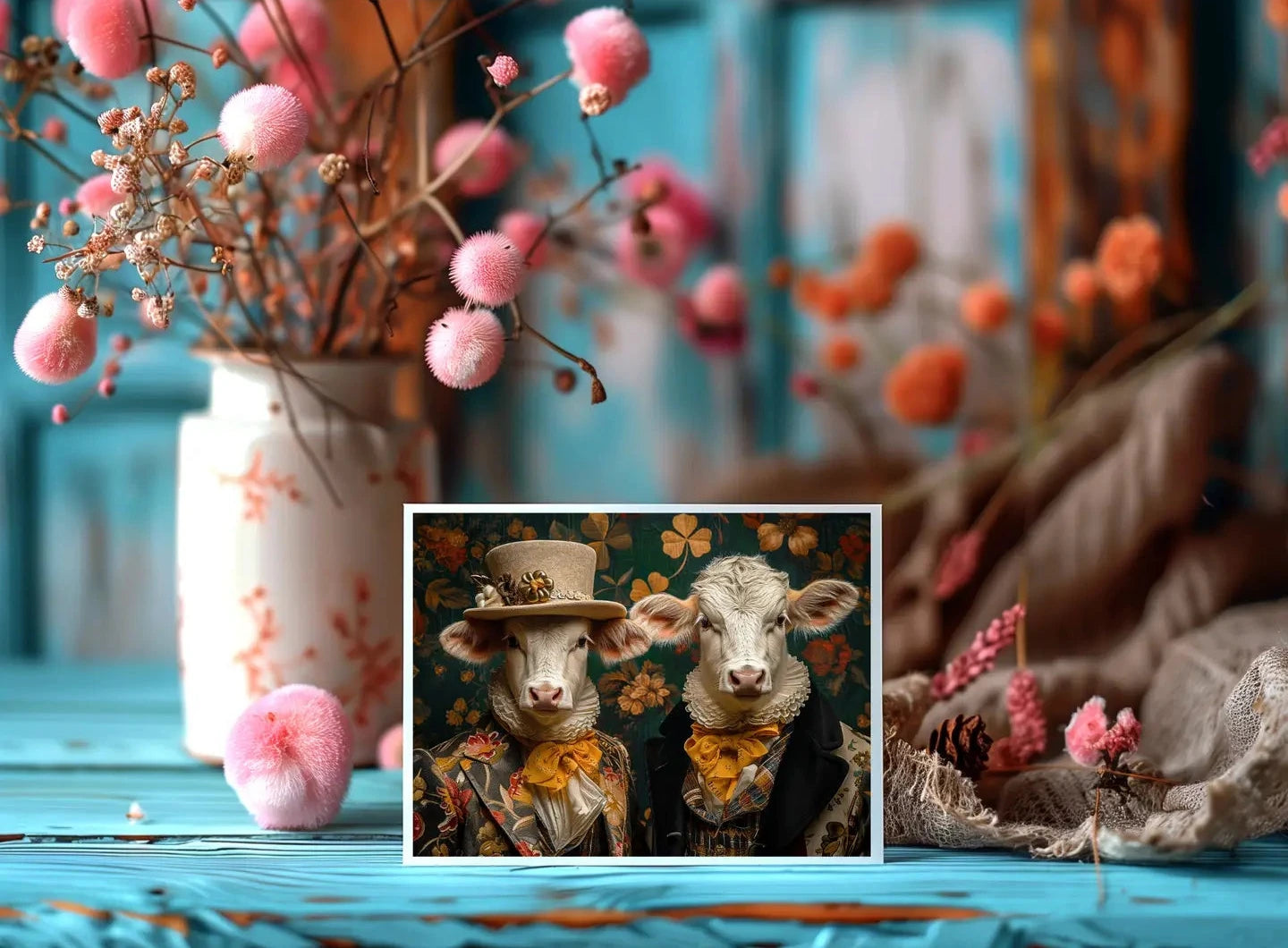 Aristocrat Gentlemen Cows in Bow Tie Greeting Card 92AS